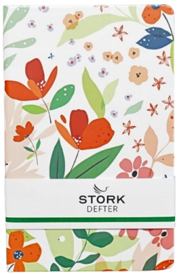 Stork Kuşe Sert Kapaklı Defter - Çiçek Temalı - 1