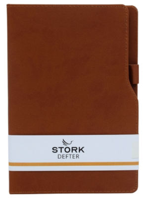 Stork Termo Deri Sert Kapaklı Defter - L Model - Kahverengi - 1